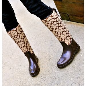 Khaki/Brown Coach Tristee Rain Boots